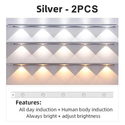 Silver led wall sconces with adjustable brightness and motion sensor by decorbites led pir cabinet light for night use