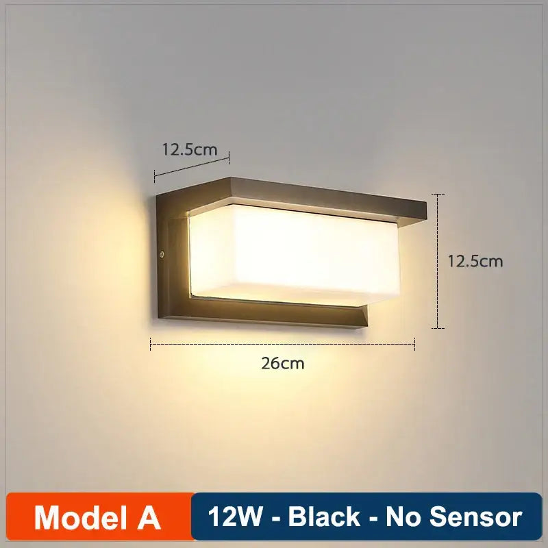 Black rectangular wall lamp with frosted glass panel and modern minimalist design by DecorBites led radar induction