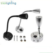 Silver and black adjustable decorbites led reading light with flexible gooseneck for rv boat truck and bedside use