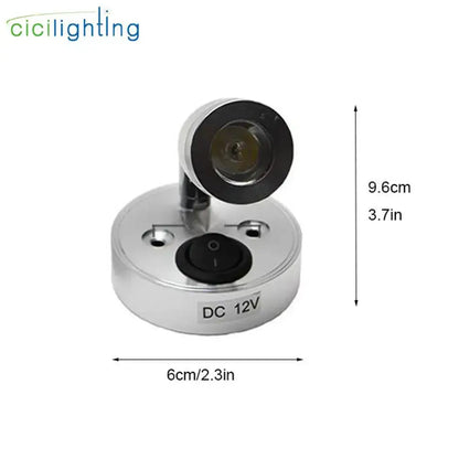Silver cylindrical decorbites led reading light with black lens and dc 12v switch for rv boat and motorhome use