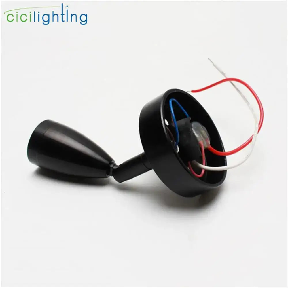 Black plastic decorbites led reading light fixture with exposed red white and blue wires for rv boat or motorhome use