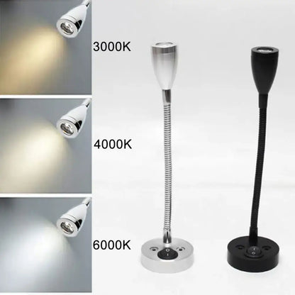 Decorbites led reading light with adjustable silver or black gooseneck and three color temperature settings for RV use