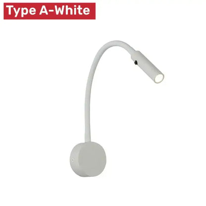 White decorbites led reading wall lamp with adjustable gooseneck and minimalist design for bedroom study lighting