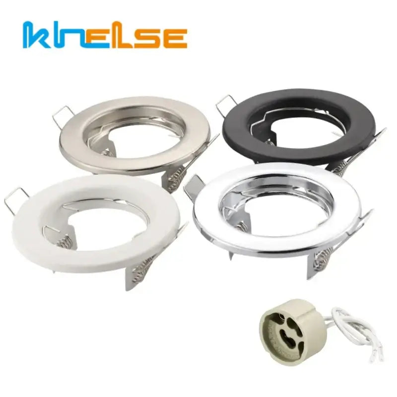 Set of four decorbites led recessed spotlight fixtures in chrome black and white aluminum with e27 bulb base