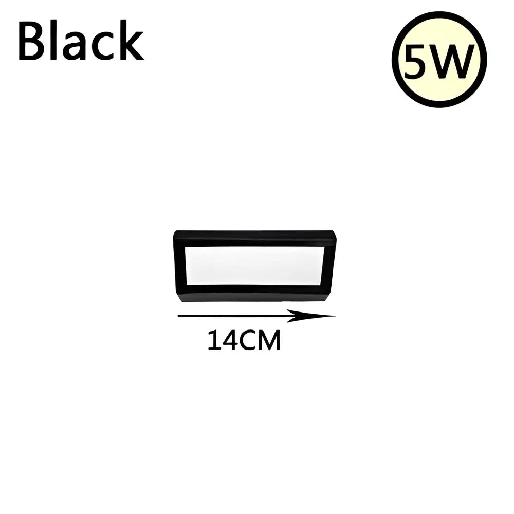 Black rectangular decorbites led rectangle wall lamp 5w 14cm with anti-dazzle bedside design