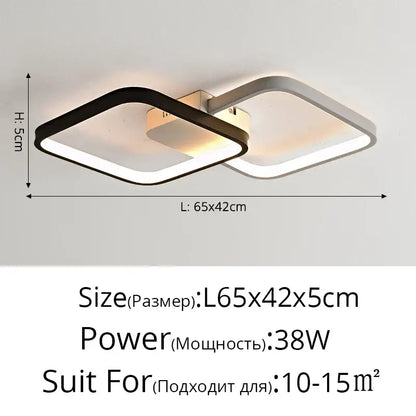 Modern decorbites led rectangular chandelier with sleek black and silver frame emitting warm white light for living room