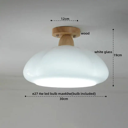 Decorbites led resin ceiling light fixture with wooden base and white glass dome for porch aisle or living room use