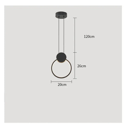 Modern black circular decorbites led restaurant chandelier with sleek minimalist design and slim hanging cords for dining rooms