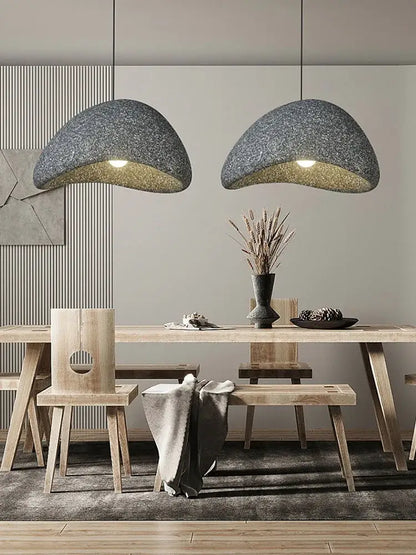 Two gray speckled dome-shaped pendant lights from DecorBites led restaurant pendant for home and cafe decor