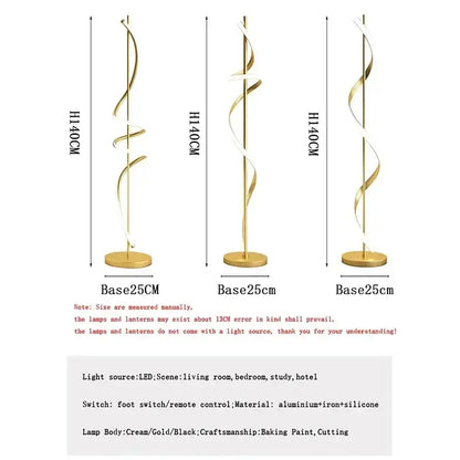Gold spiral floor lamp with sleek twisted design and circular base decorbites led revolve floor lamp for indoor decor