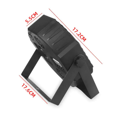 Black plastic decorbites™ led rgb dmx512 par light with rectangular body and adjustable stand for dj and party use