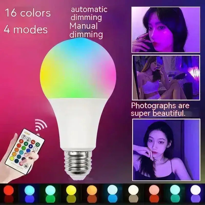 White decorbites led rgb smart bulb with metallic base featuring 16 color dimmable modes for bedroom decor lighting