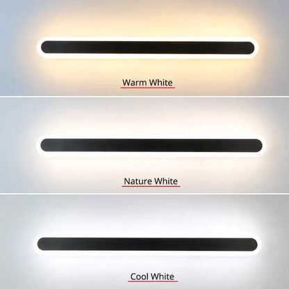 Modern minimalist decorbites led rgb wall light with sleek black rectangular body and warm to cool white led rgb light