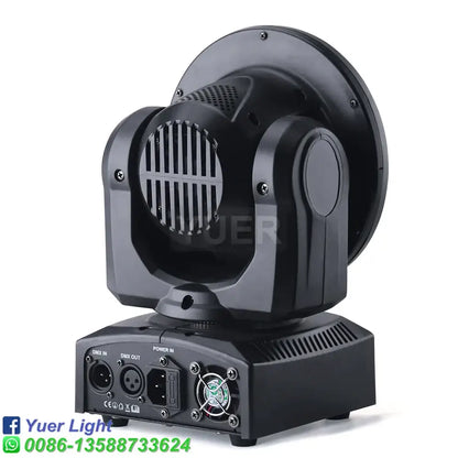 Black yuer light dmx moving head spotlight with circular housing and control panel from DecorBites led rgbw beam series