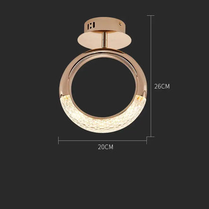 Decorbites™ led ring and moon lamps set featuring a rose gold metal ring pendant light with textured glass panel