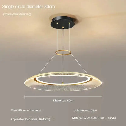 Modern decorbites led ring ceiling chandelier with gold and black aluminum frame iron base acrylic diffuser for living rooms
