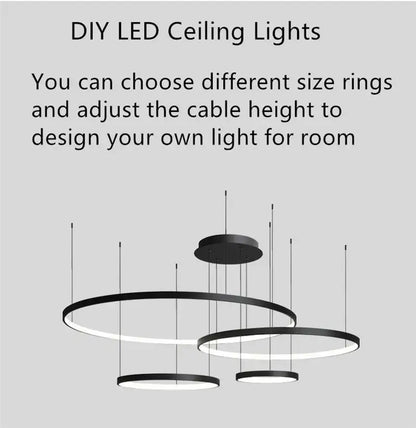 Modern black circular led ring chandelier ceiling pendant with sleek minimalist design by decorbites