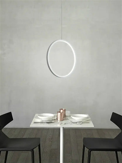 DecorBites™ minimalist black pendant light with sleek white led ring chandelier for living room lighting