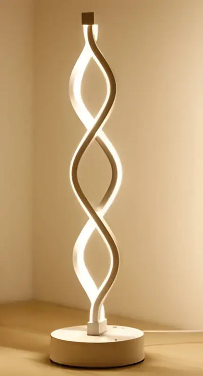 DecorBites™ led ring table lamp with twisted spiral design and warm white light for modern Nordic bedroom lighting