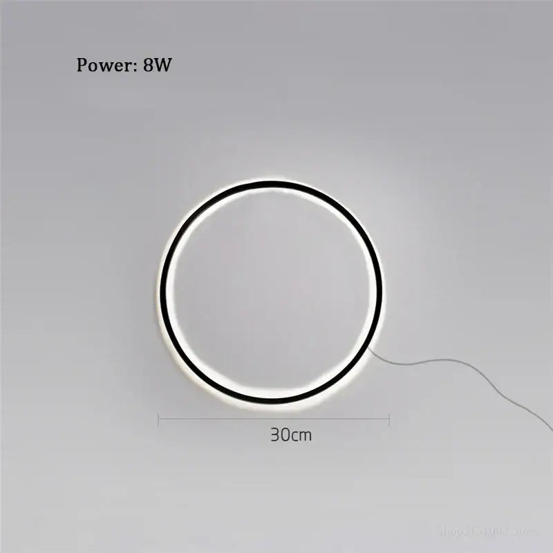Decorbites™ led ring wall lamp with a sleek black rim and glowing white inner ring, minimalist wall lamp for living room decor