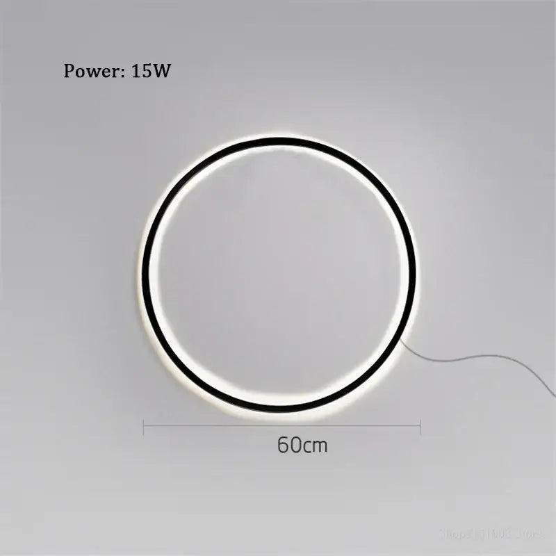 Decor bites™ led ring wall lamp with sleek black frame and white glowing ring for minimalist living room decor