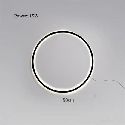 Decor bites™ led ring wall lamp with sleek black frame and white glowing ring for minimalist living room decor