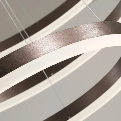Modern minimalist decorbites™ led rings ceiling chandelier with sleek interlocking brushed metallic and matte white rings