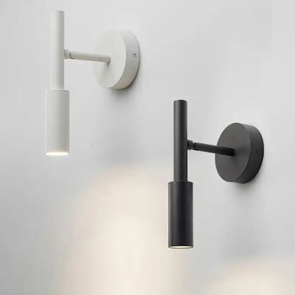 DecorBites™ led rotatable wall lamp in white and matte black with cylindrical shades and circular mounting plates