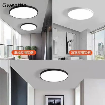 Decorbites™ led round ceiling light with sleek black frame and bright white surface for modern indoor spaces