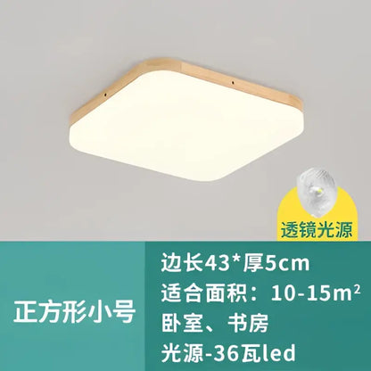 Decorbites™ ceiling light with wooden frame frosted glass panel and 36w led round ceiling light for modern interiors
