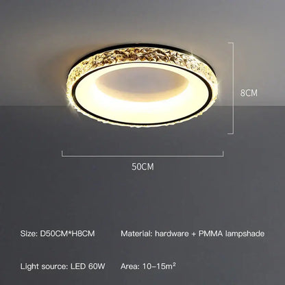 Decorbites™ round ceiling light with remote control featuring a gold crystal hardware pmma lampshade and warm white center