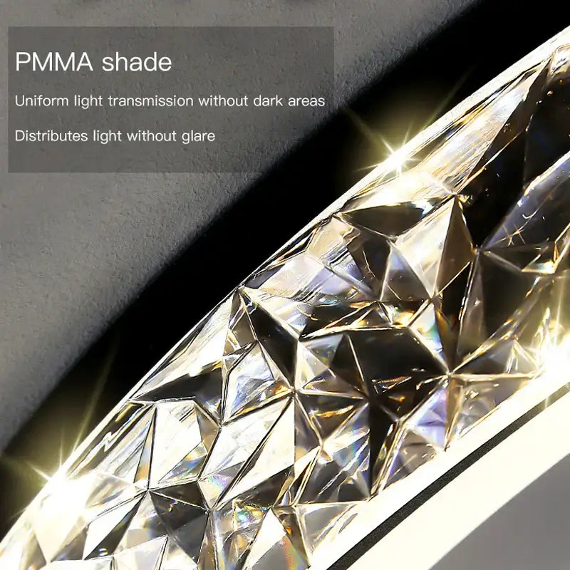 DecorBites™ pmma crystal round ceiling light with remote control and geometric design for bedroom and living room