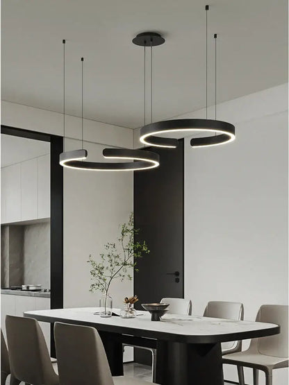 Modern black circular pendant lights with integrated led lighting from decorbites led round ring chandelier for dining room