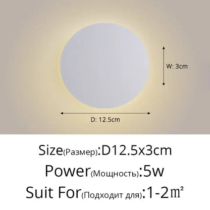 Circular decorbites led round wall lamp with soft diffused glow 12.5cm diameter 3cm thick for bedroom and aisle decor