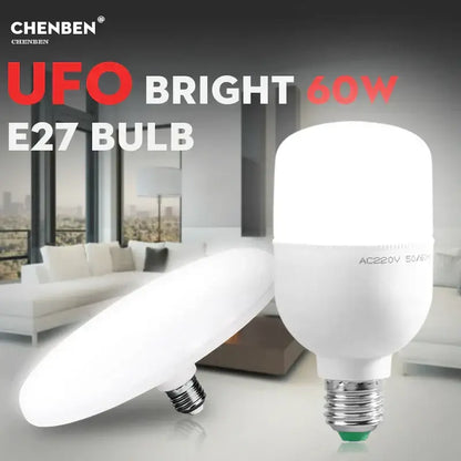 White ufo-shaped led round ufo bulb with e27 base 60w brightness by chenben for decorbites led round ceiling lamp