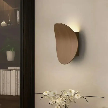 Modern wooden decorbites led round wall lamp with smooth curved design and warm ambient lighting for indoor decoration