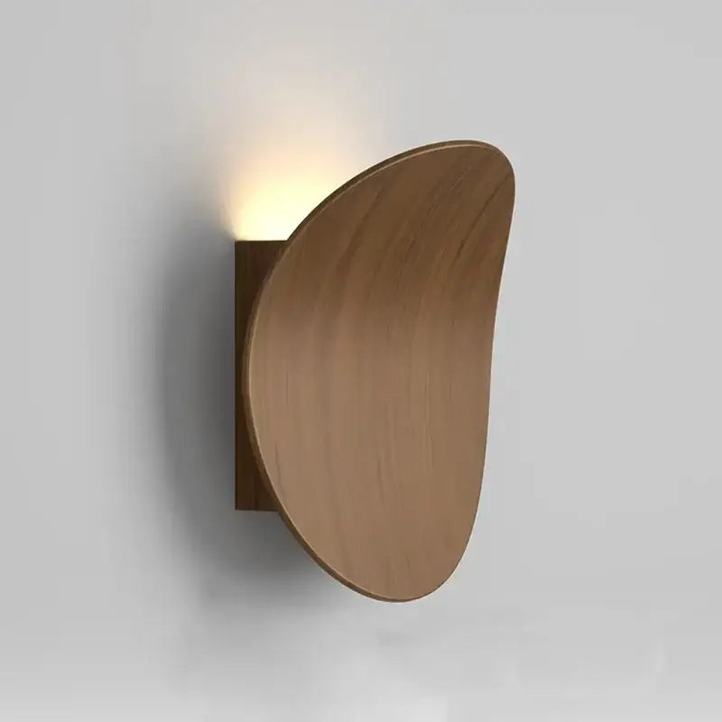 Modern wooden decorbites led round wall lamp with smooth curved design and warm ambient lighting for bedroom and office