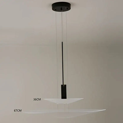 Modern black and white led saucer chandelier with tiered minimalist design for home decor dining room lighting