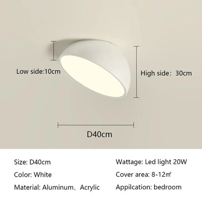 White modern decorbites led semicircular ceiling light with aluminum and acrylic dome for bedroom and balcony lighting