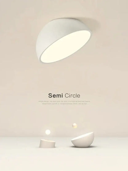 Decorbites led semicircular ceiling light in white matte finish with soft diffused glow for bedroom and balcony
