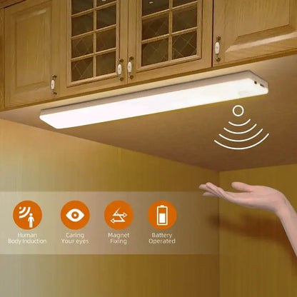White decorbites led sensor cabinet light with sleek rectangular design and magnetic mounting for home kitchen use