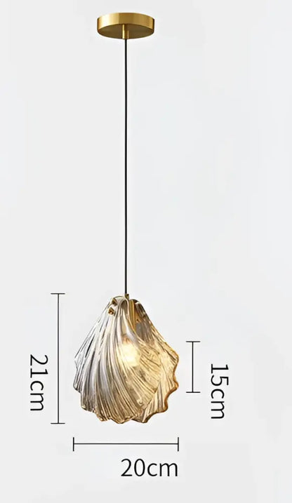 Golden decorbites led shell pendant light with translucent glass and ridged texture for modern nordic luxury interiors