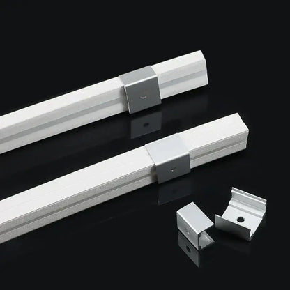 Silver aluminum led strip light with textured white silicone tube diffuser and matching mounting brackets for decorbites kit