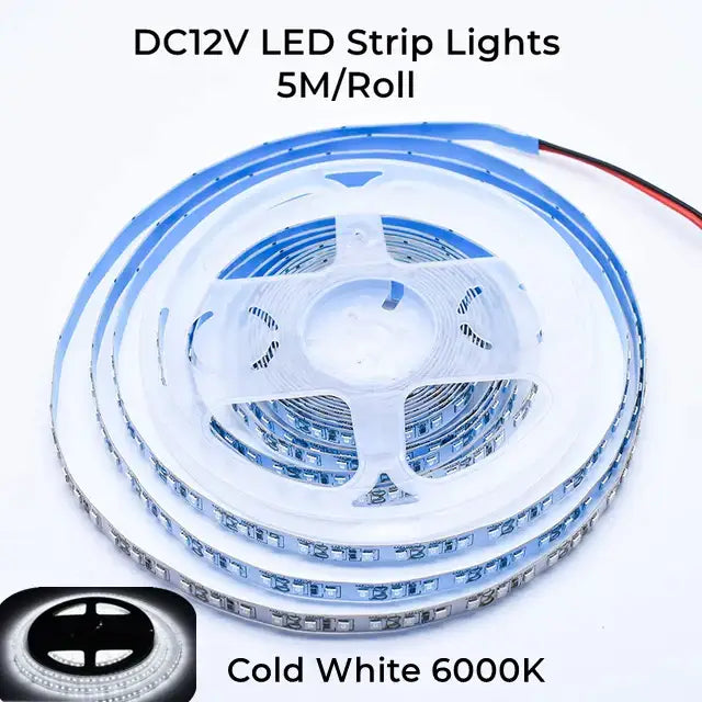 Blue and white dc12v led strip lights in 5 meter rolls mounted on aluminum profile baseboard for led skirting decor