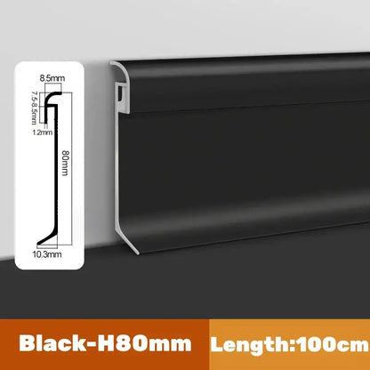 Decorbites led skirting line aluminum profile in black 80mm baseboard 100cm length for stylish backlighting