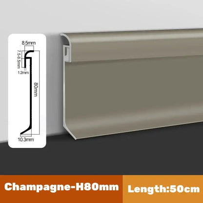 Champagne colored decorbites led skirting line aluminum baseboard with sleek metallic finish and h80mm dimensions