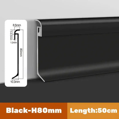 Black h80mm baseboard with matte finish and angular profile in decorbites led skirting line aluminum stair strip light