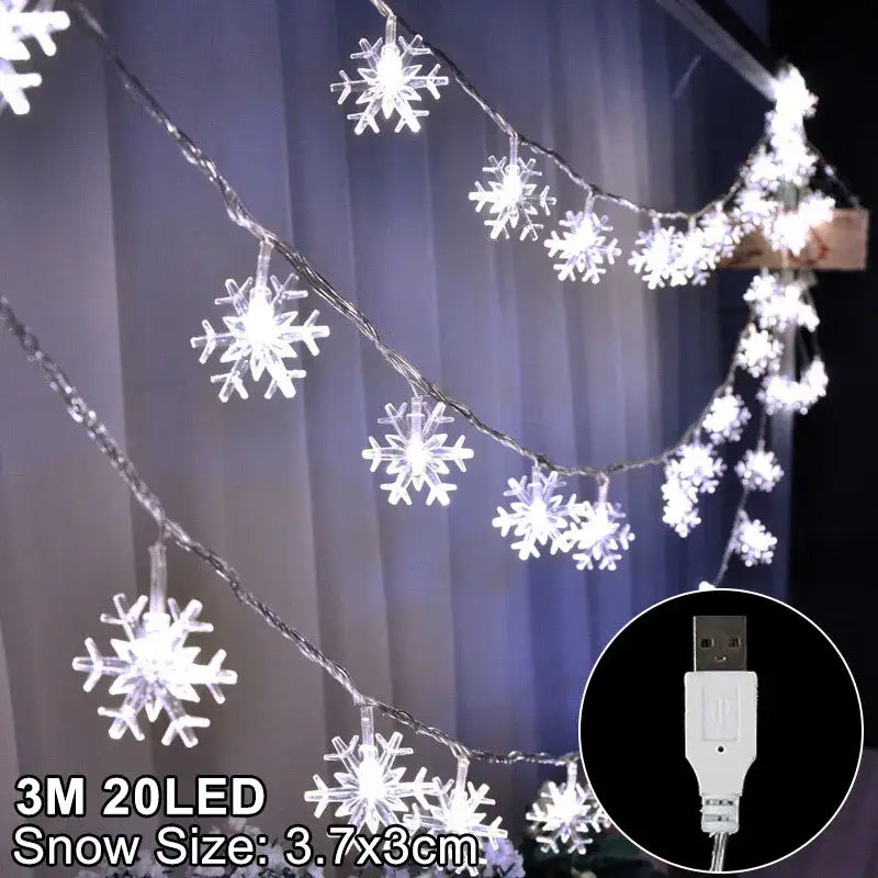 Decorbites™ white led snowflake christmas string lights with usb cord for snowflake christmas home decorations 2024