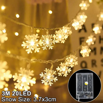 Decorbites™ led snowflake christmas warm white string lights with delicate snowflake bulbs for christmas home decorations