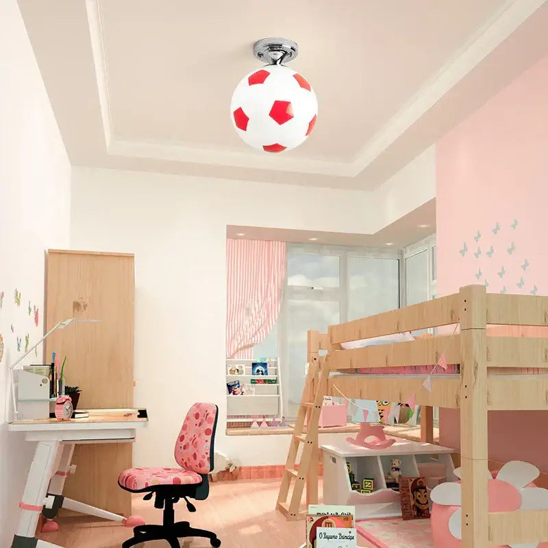 White and red decorbites led soccer ball ceiling light fixture for boys room indoor lighting decorbites led soccer